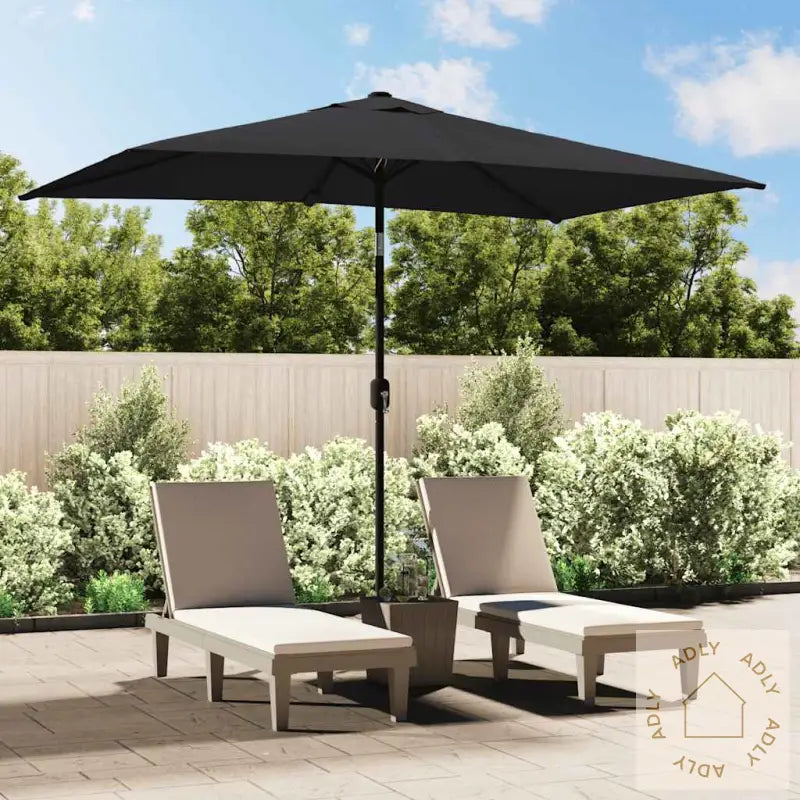 Parasoll Med Metallstang 300X200 Cm Svart