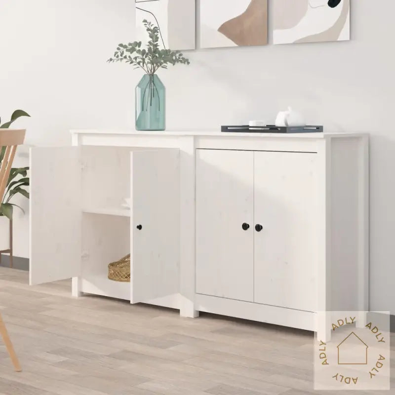 Skjenker 2 Stk Hvit 70X35X80 Cm Heltre Furu