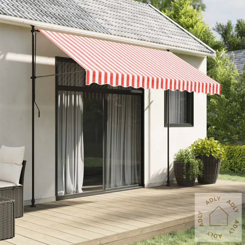 Erstatningsduk For Markise Rød Og Hvit Stripe 3X2,5 M