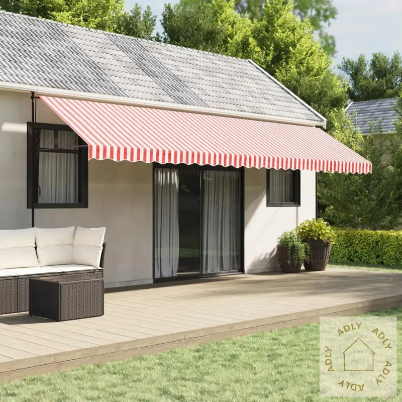 Erstatningsduk For Markise Rød Og Hvit Stripe 6X3 M