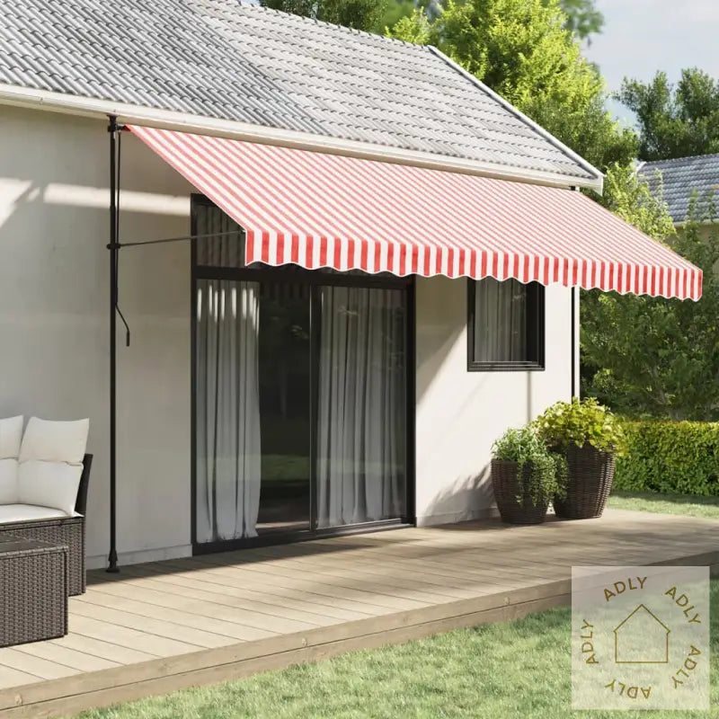 Erstatningsduk For Markise Rød Og Hvit Stripe 4,5X3 M