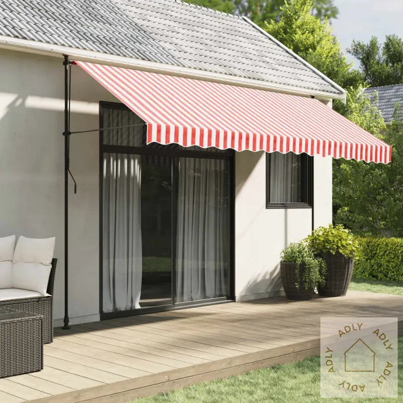 Erstatningsduk For Markise Rød Og Hvit Stripe 4X3 M