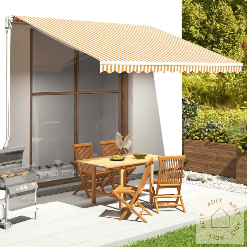 Erstatningsduk For Markise Gul Og Hvit 4,5X3,5 M