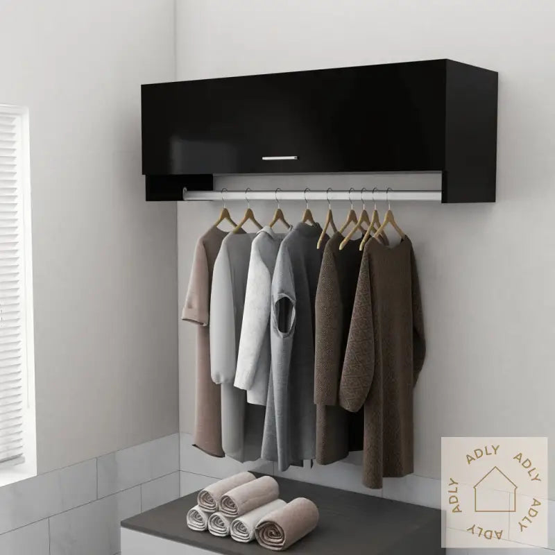 Garderobe Svart 100X32,5X35 Cm Konstruert Tre