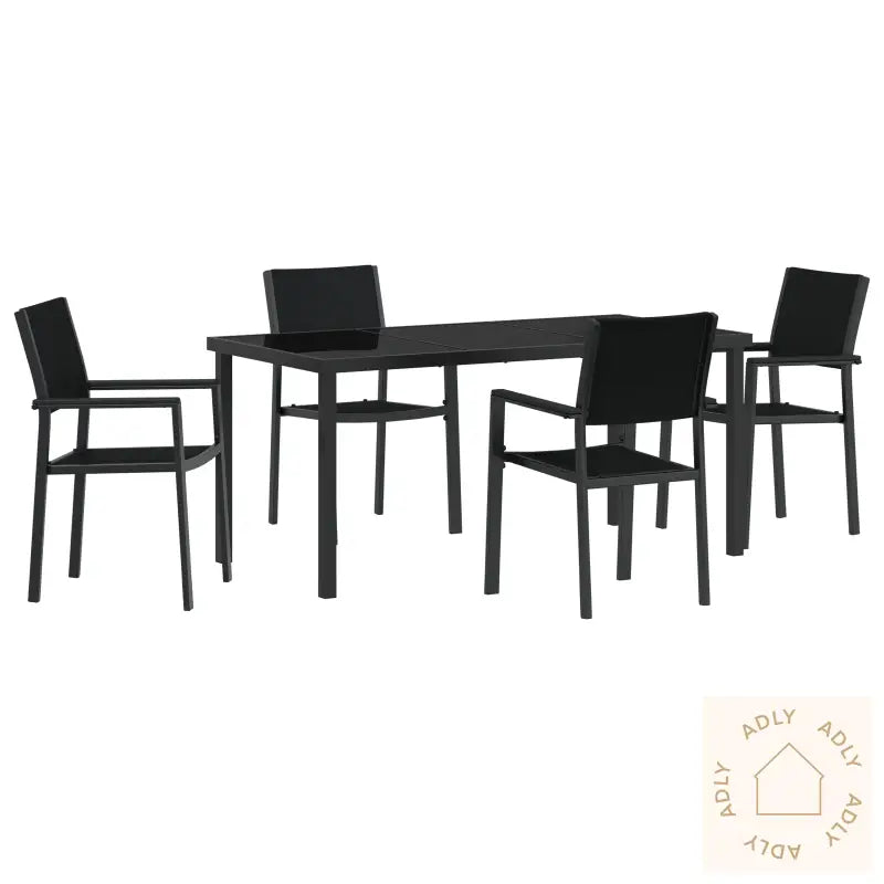 4-Delt Hage Spise Set Svart Poly Rattan