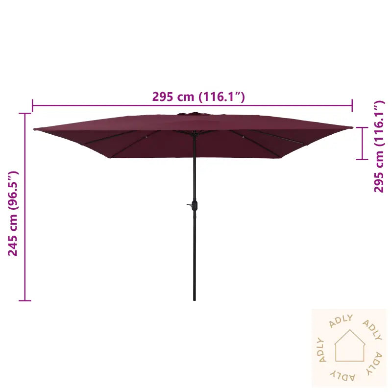 Firkantet Plen Parasol 295X245 Cm Bordeaux Rød