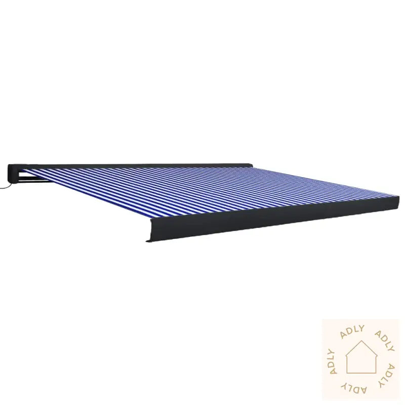 Motorisert Kassettmarkise 450X300 Cm Blå Og Hvit