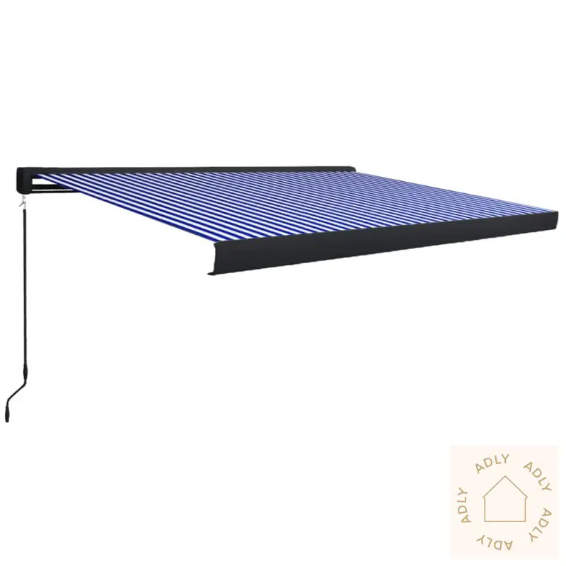 Manuell Kassettmarkise 400X300 Cm Blå Og Hvit