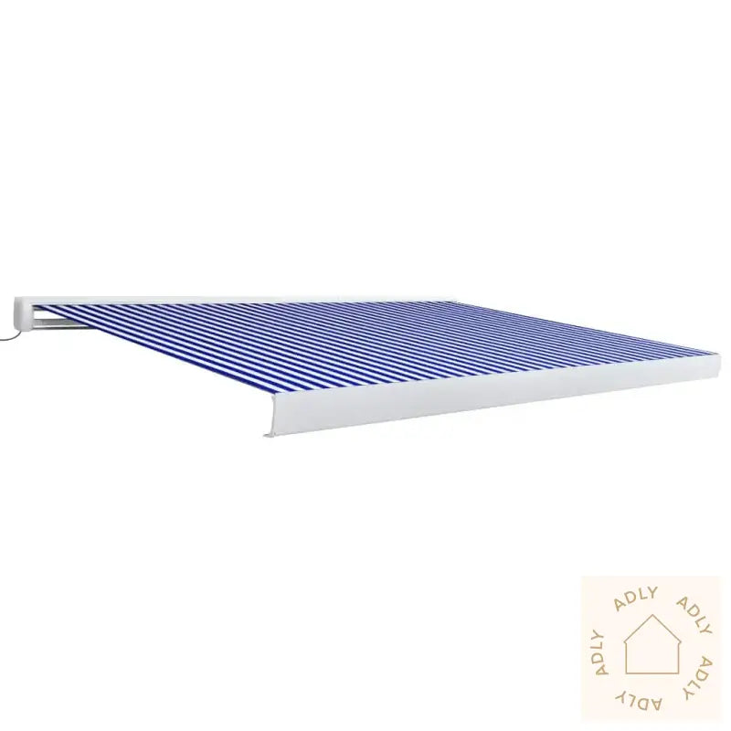 Motorisert Kassettmarkise 350X250 Cm Blå Og Hvit