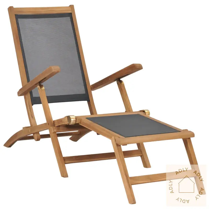 Fluktstol Med Fotstøtte Heltre Teak Svart