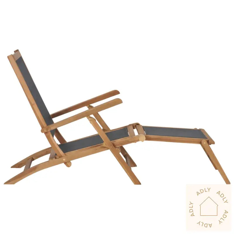 Fluktstol Med Fotstøtte Heltre Teak Svart