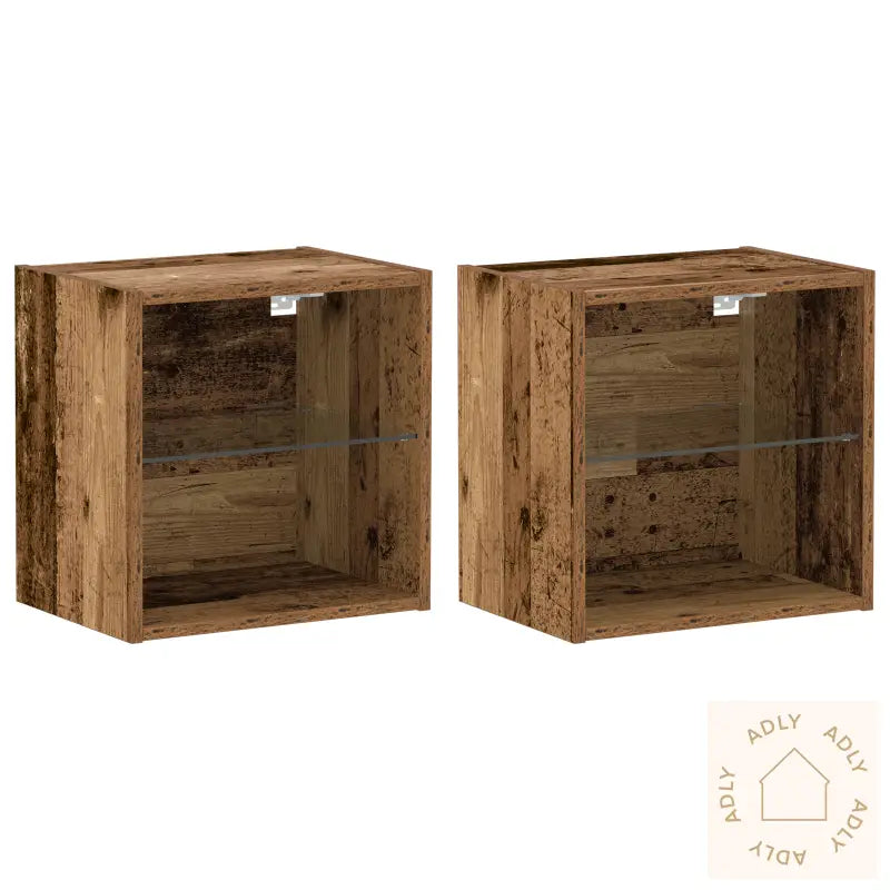 Flytende Hylle 2 Stk Gammelt Tre 40X28,5X40 Cm Konstruert Tre