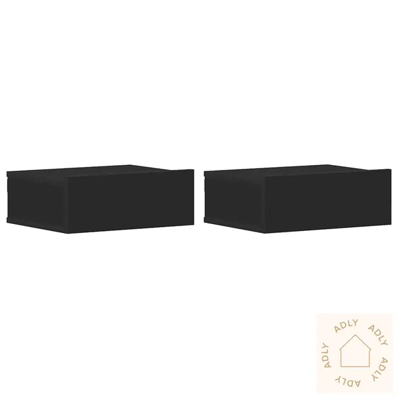 Flytende Nattbord 2 Stk Svart 40X30X15 Cm Konstruert Tre