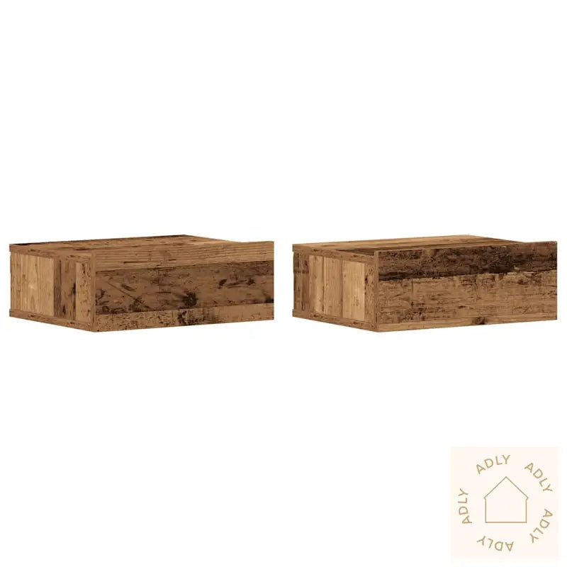 Flytende Nattbord 2 Stk Gammelt Tre 40X32X15 Cm Konstruert Tre
