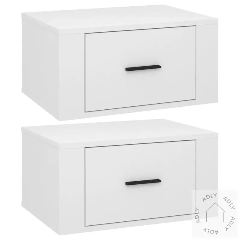 Veggmonterte Nattbord 2 Stk Høyglans Hvit 50X36X25 Cm