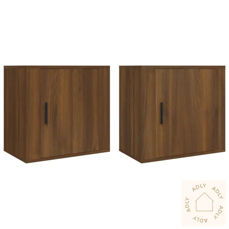 Veggmonterte Nattbord 2 Stk Brun Eik 50X30X47 Cm