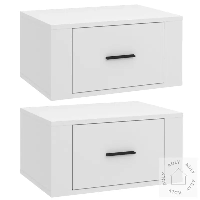 Veggmonterte Nattbord 2 Stk Hvit 50X36X25 Cm