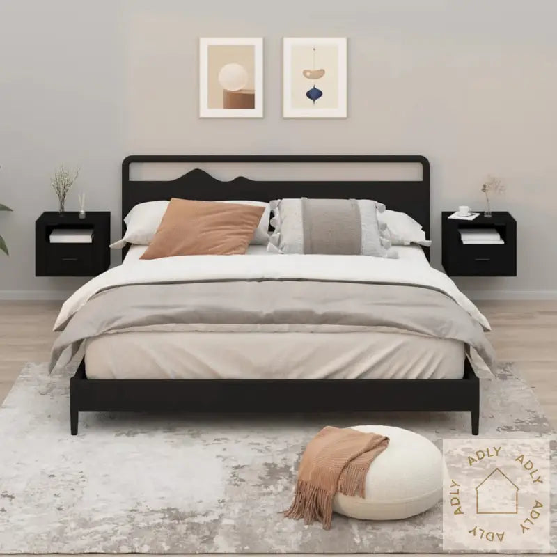 Veggmonterte Nattbord 2 Stk Svart 50X36X40 Cm