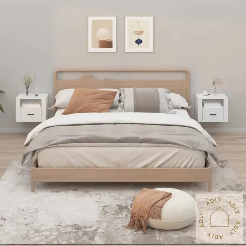 Veggmonterte Nattbord 2 Stk Hvit 50X36X40 Cm