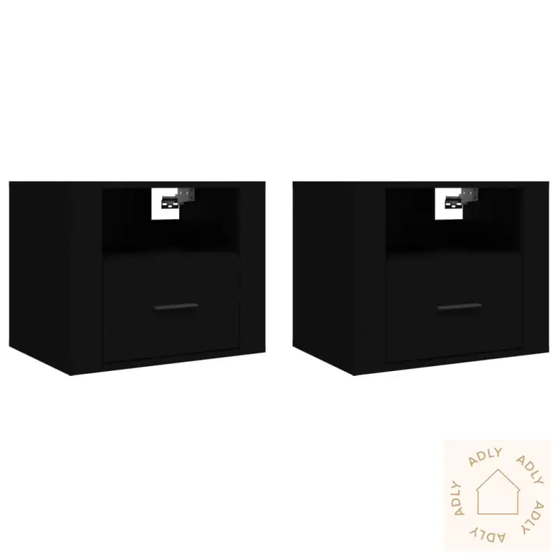 Veggmonterte Nattbord 2 Stk Svart 50X36X40 Cm