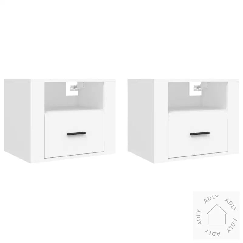 Veggmonterte Nattbord 2 Stk Hvit 50X36X40 Cm