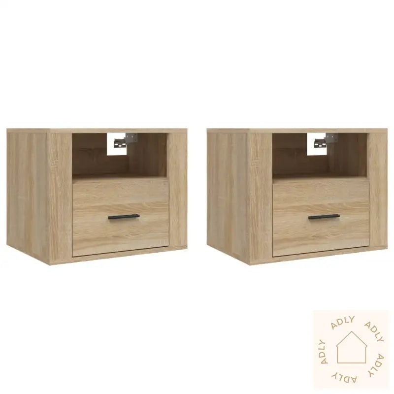 Veggmonterte Nattbord 2 Stk Sonoma Eik 50X36X40 Cm