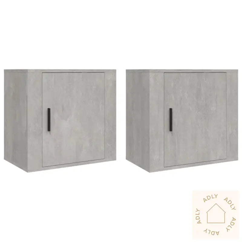 Veggmonterte Nattbord 2 Stk Betonggrå 50X30X47 Cm