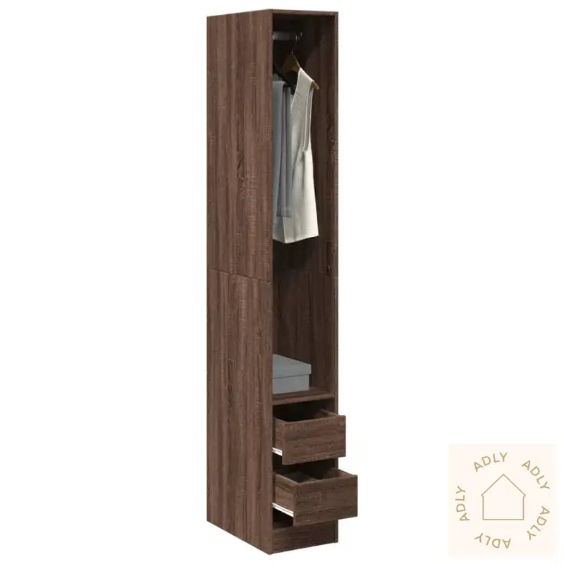Garderobe Brun Eik 30X50X200 Cm Konstruert Tre