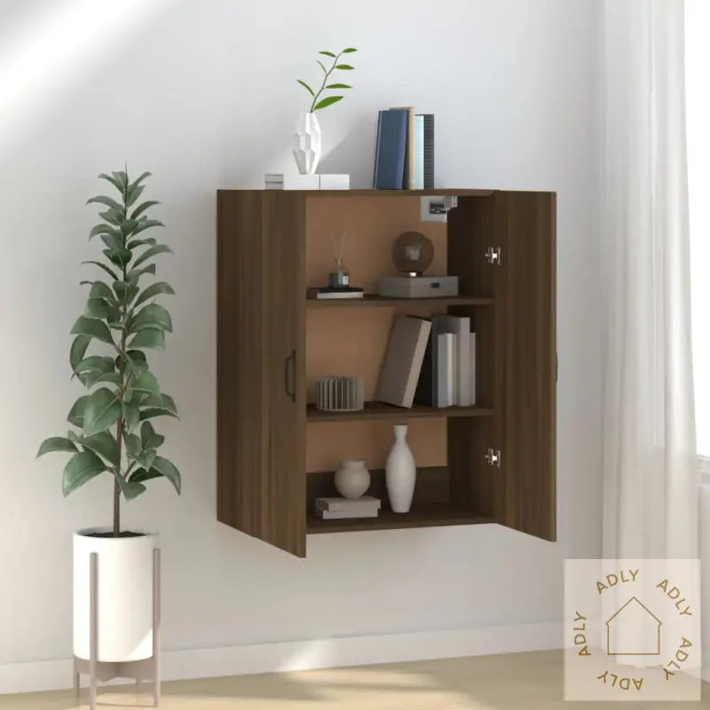 Veggskap Brun Eik 69,5X34X90 Cm Konstruert Tre