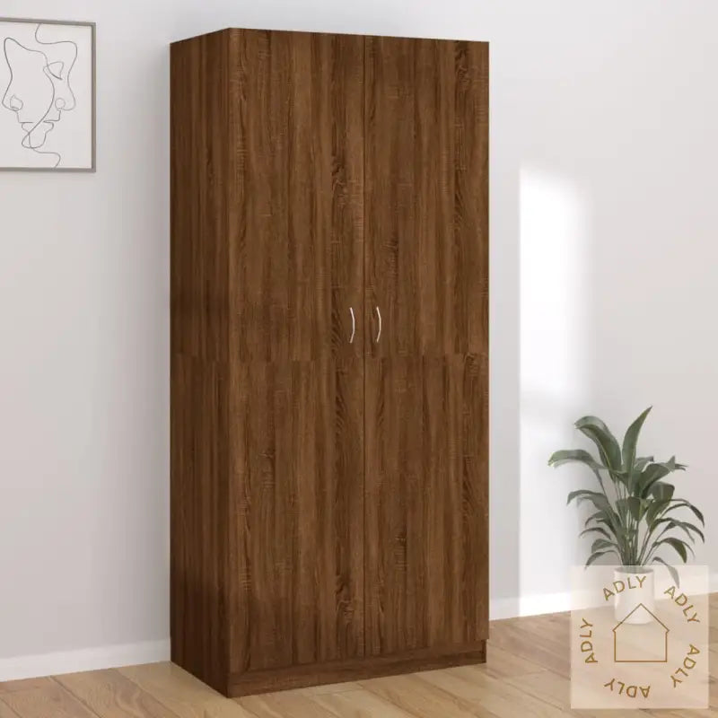 Garderobe Brun Eik 90X52X200 Cm Konstruert Tre