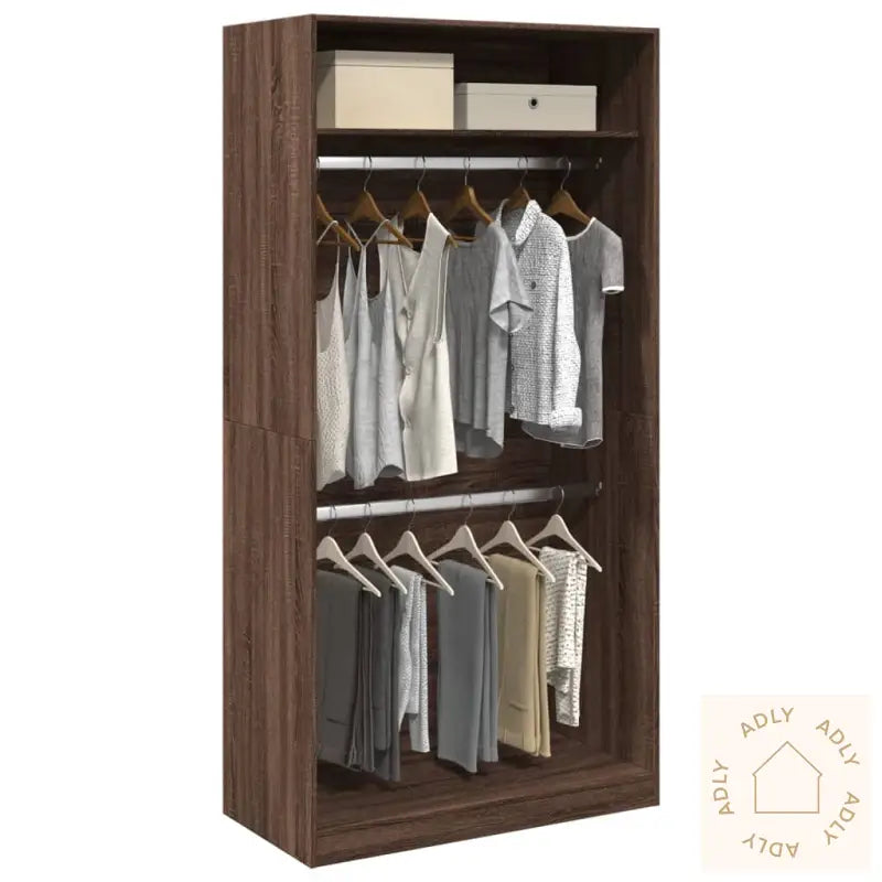Garderobe Brun Eik 100X50X200 Cm Konstruert Tre