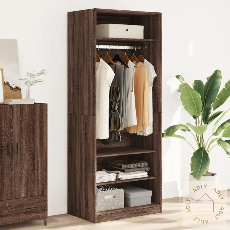 Garderobe Brun Eik 80X50X200 Cm Konstruert Tre