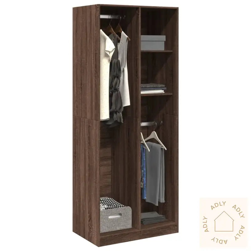 Garderobe Brun Eik 80X50X200 Cm Konstruert Tre