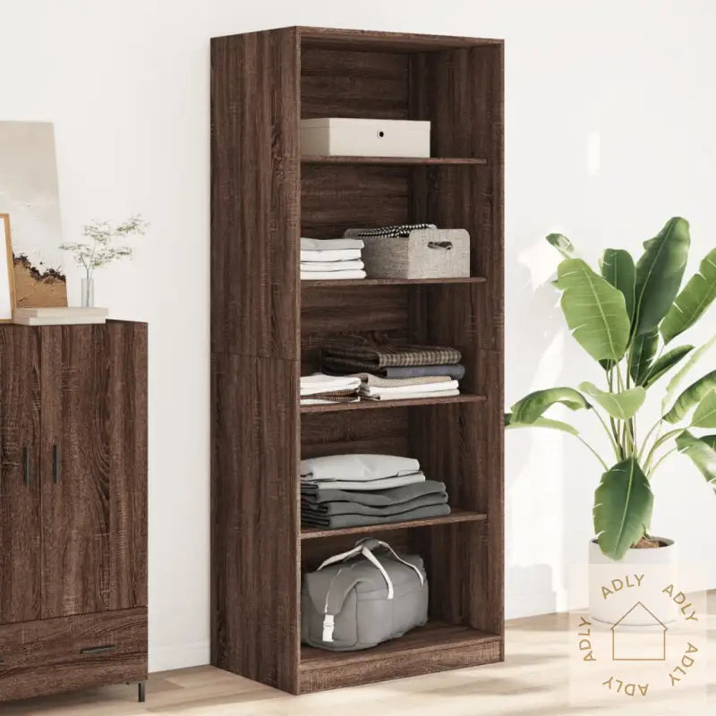 Garderobe Brun Eik 80X50X200 Cm Konstruert Tre