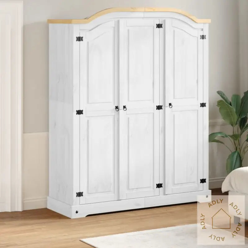Garderobe Corona Hvit 151,5X52X186 Cm Heltre Furu