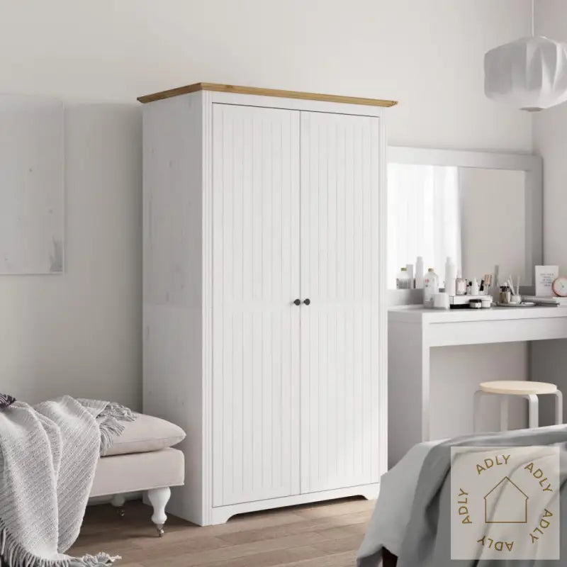 Garderobe Bodo Hvit Og Brun 99X53,5X173 Cm Heltre Furu