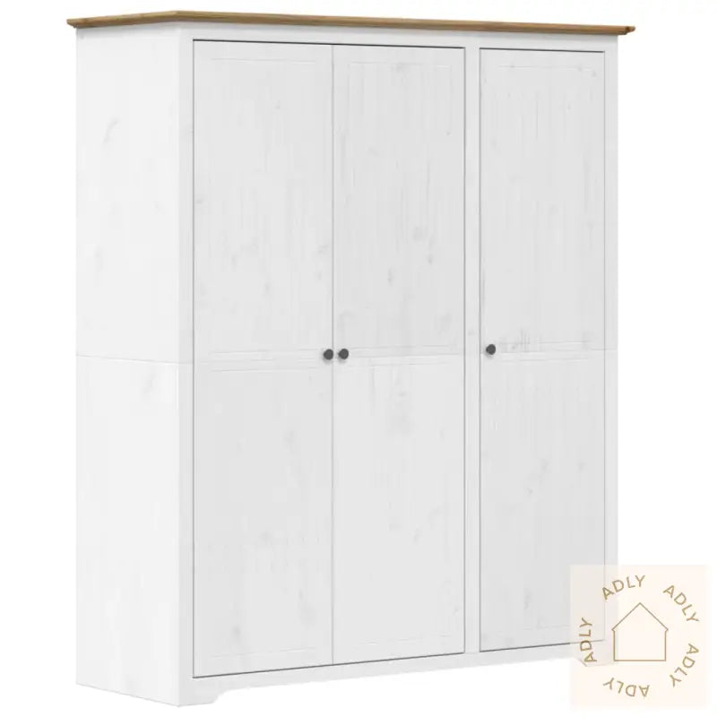 Garderobe Bodo Hvit Og Brun 146X53,5X173 Cm Heltre Furu