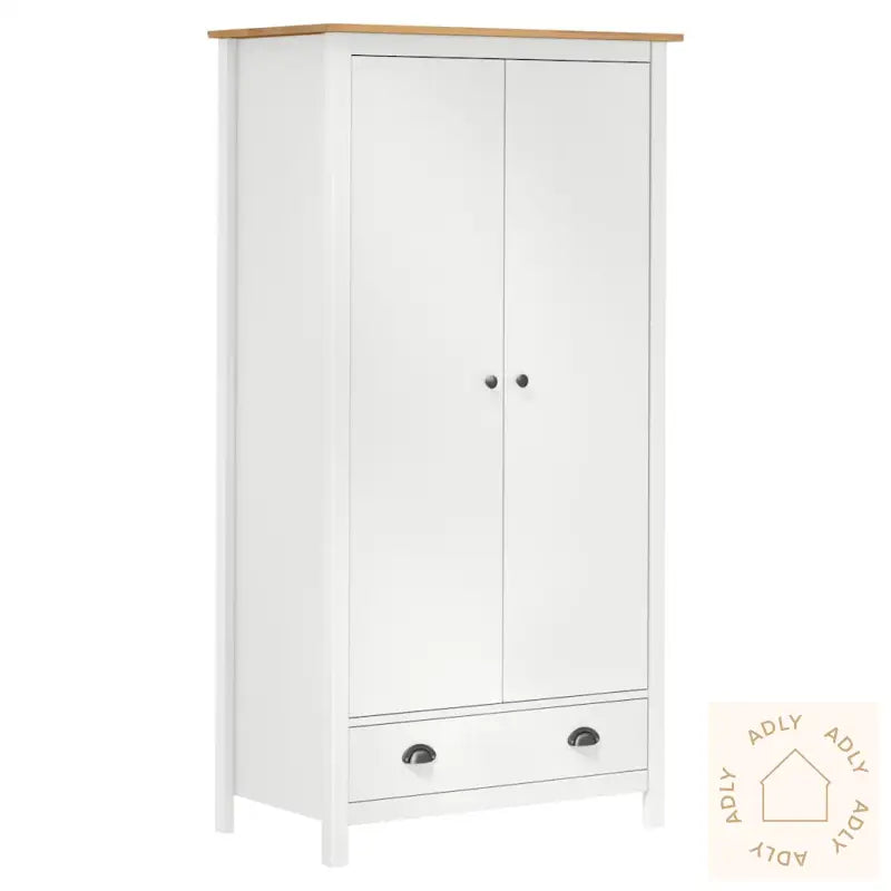 Garderobeskap 2 Dører Hill Hvit 89X50X170 Cm Heltre Furu