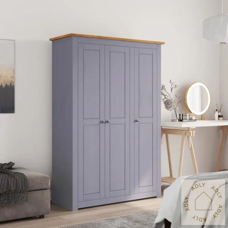Garderobeskap 3 Dører Grå 118X50X171,5 Cm Furu Panama Range