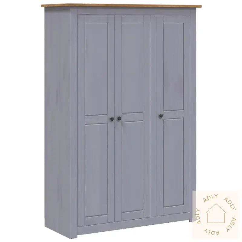Garderobeskap 3 Dører Grå 118X50X171,5 Cm Furu Panama Range