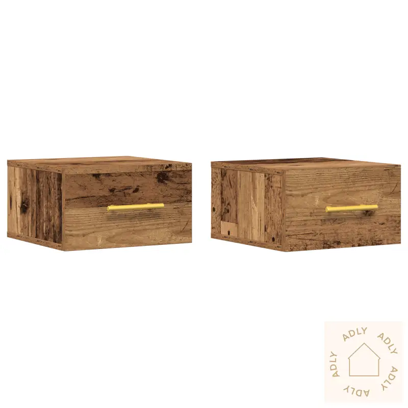 Sengbord 2 Stk Veggmontert Gamle Tre 35X35X20 Cm