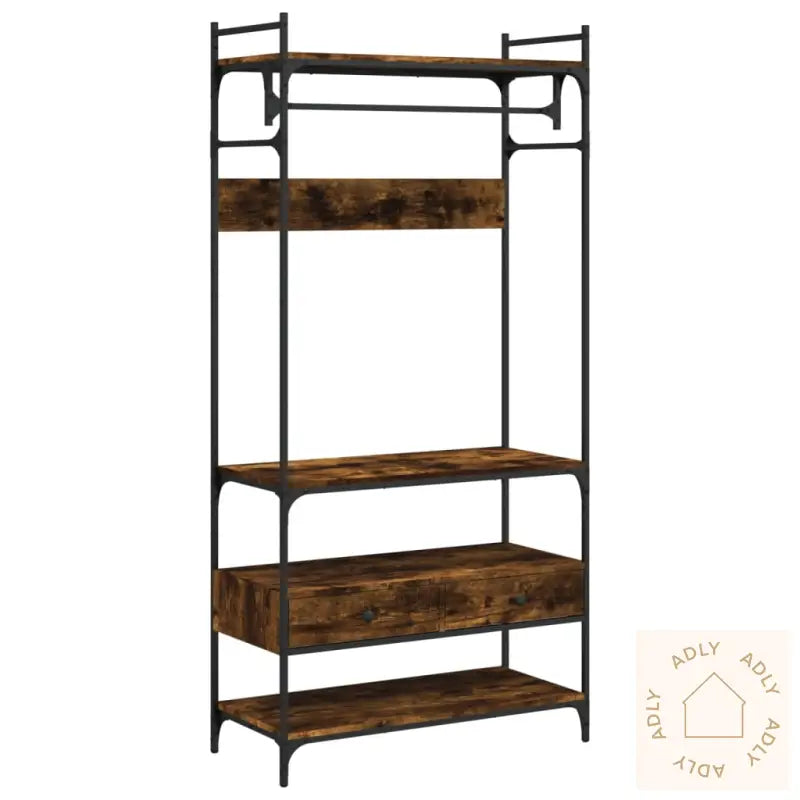 Garderobe Med Skuffer Røkt Eik 89X39X184,5 Cm Konstruert Tre