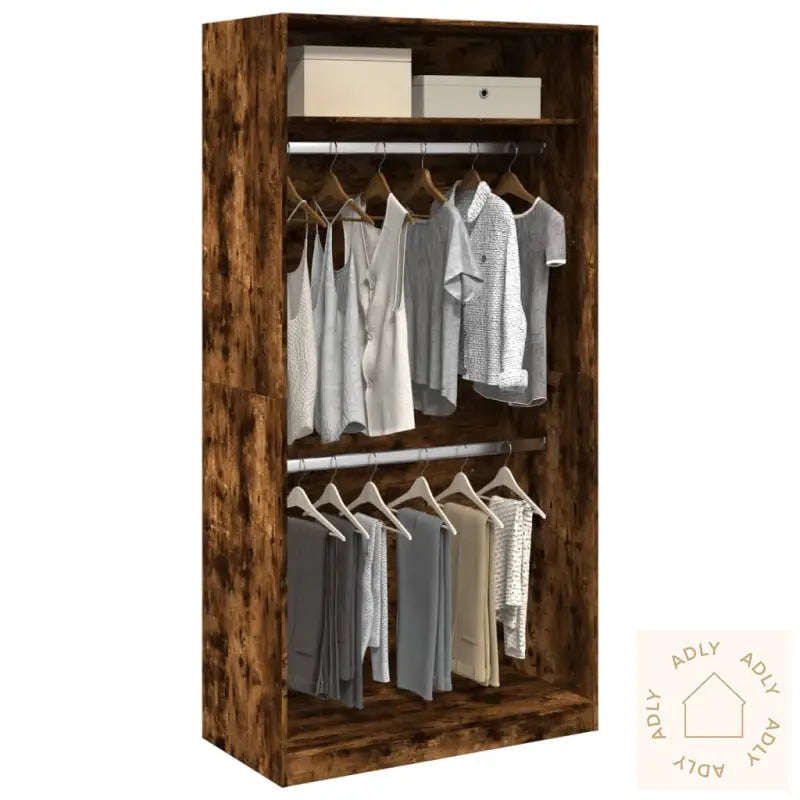 Garderobe Røkt Eik 100X50X200 Cm Konstruert Tre