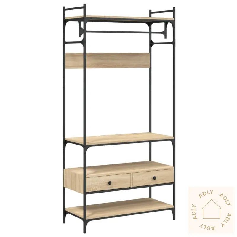 Garderobe Med Skuffer Sonoma Eik 89X39X184,5 Cm Konstruert Tre