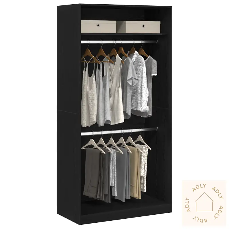 Svart Eik Garderobe - 100X50X200 Cm