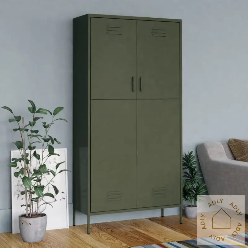 Garderobe Olivengrønn 90X50X180 Cm Stål