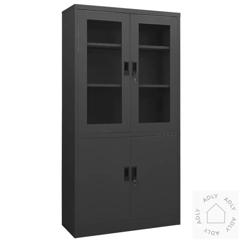 Kontorskap Antrasitt 90X40X180 Cm Stål