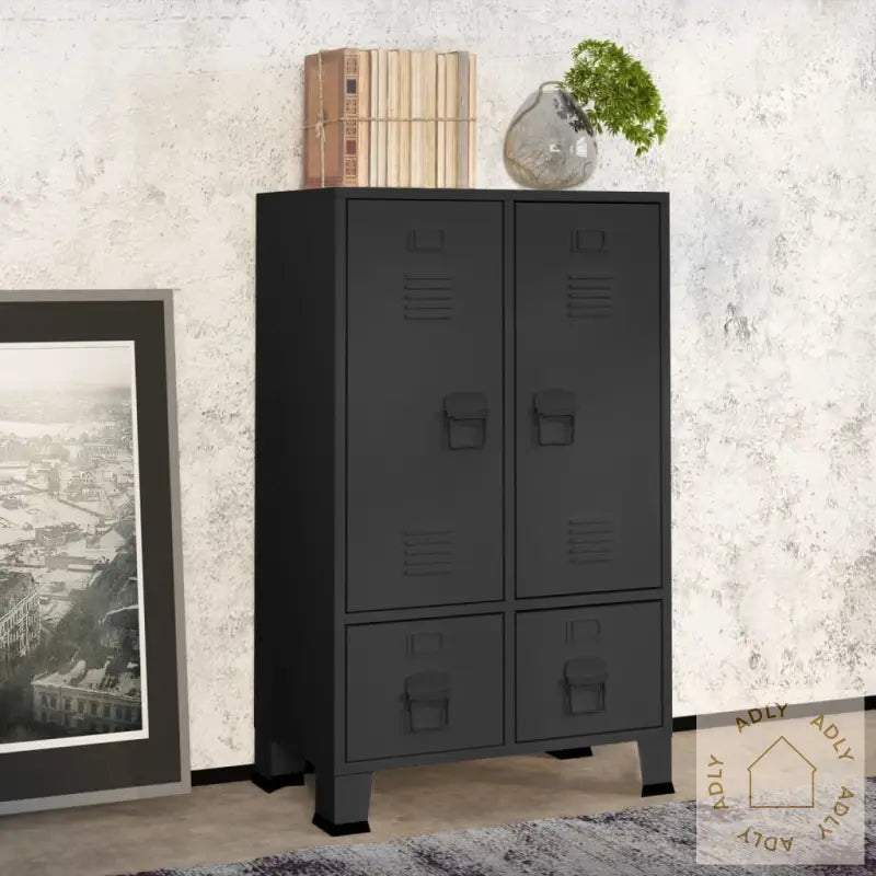 Garderobe Industriell Stil Antrasitt 67X35X107 Cm Stål