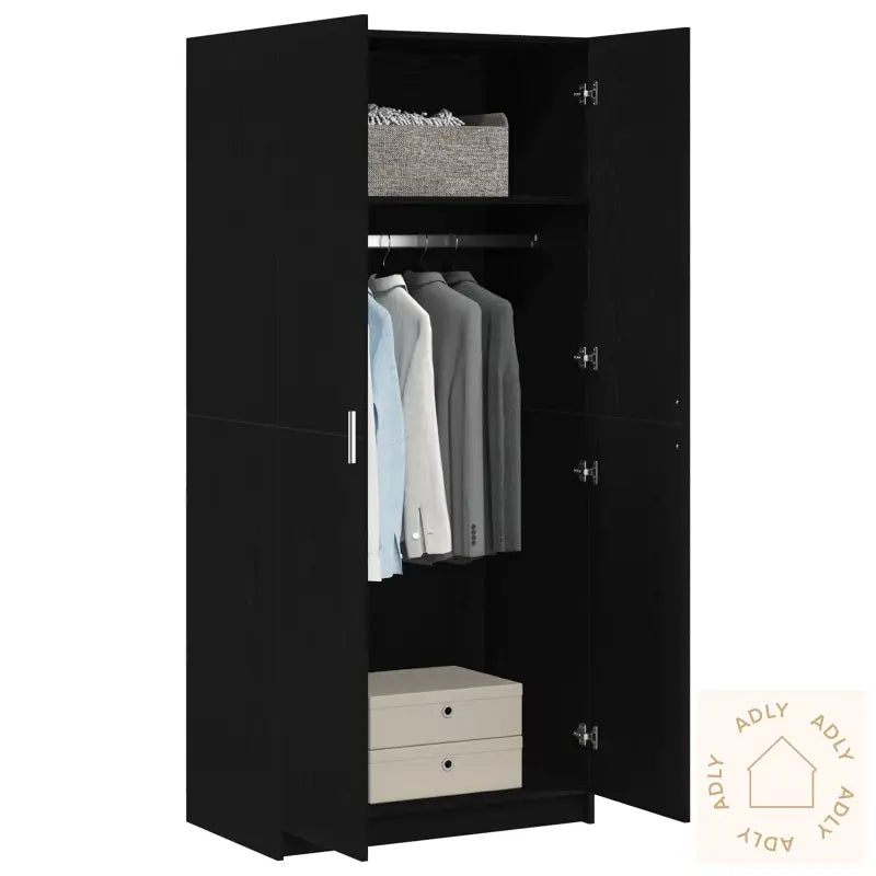 Garderobe Svart Eik 80X51X180 Cm Konstruert Tre