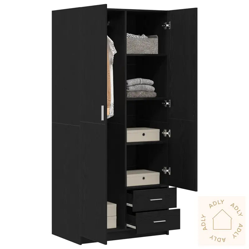 Kleskap Svart Eik 80X52X180 Cm Laget Av Tre